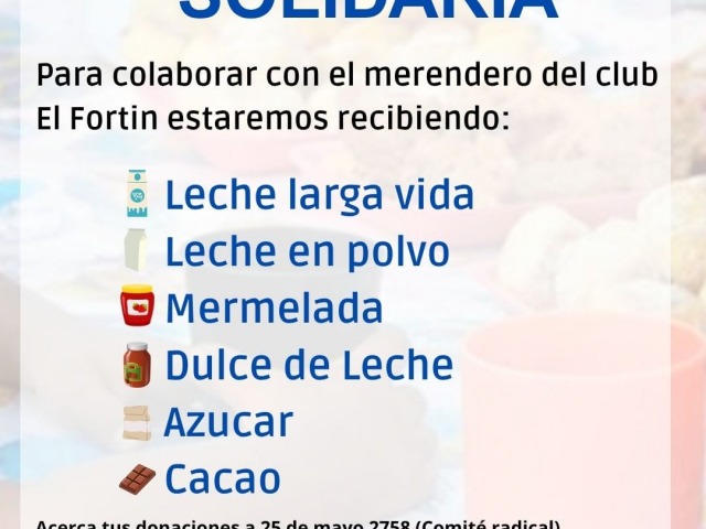Colecta solidaria para el merendero de El Fortn